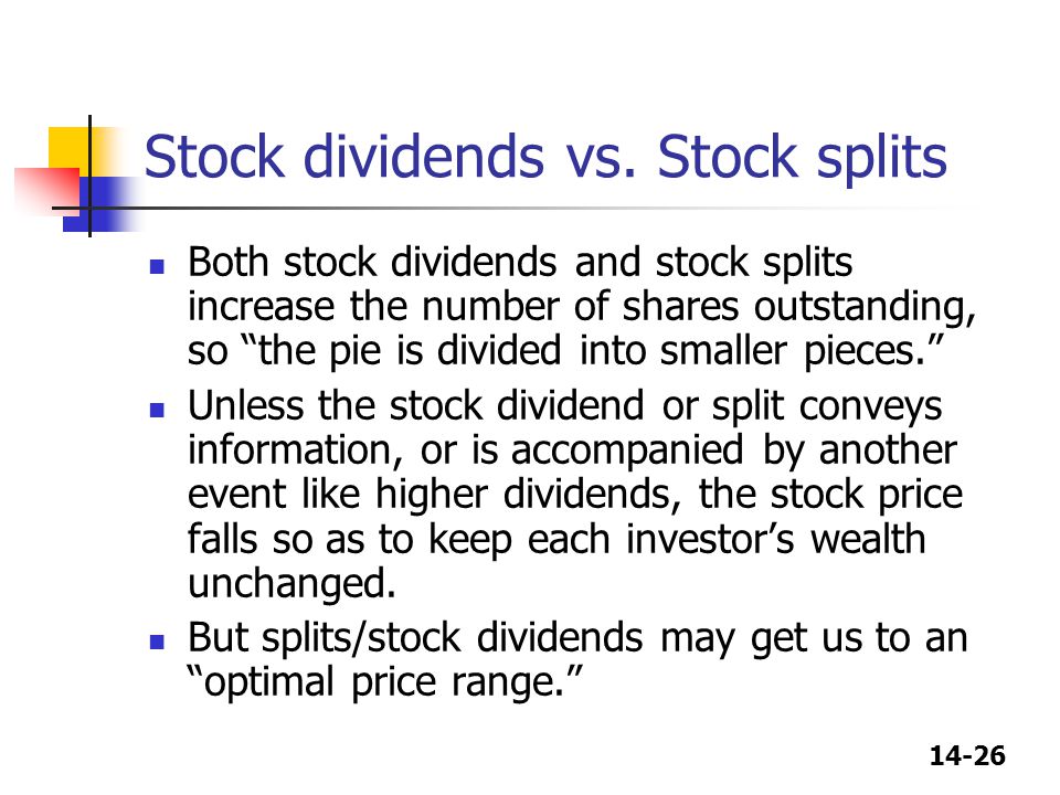 Stock dividends vs. Stock splits