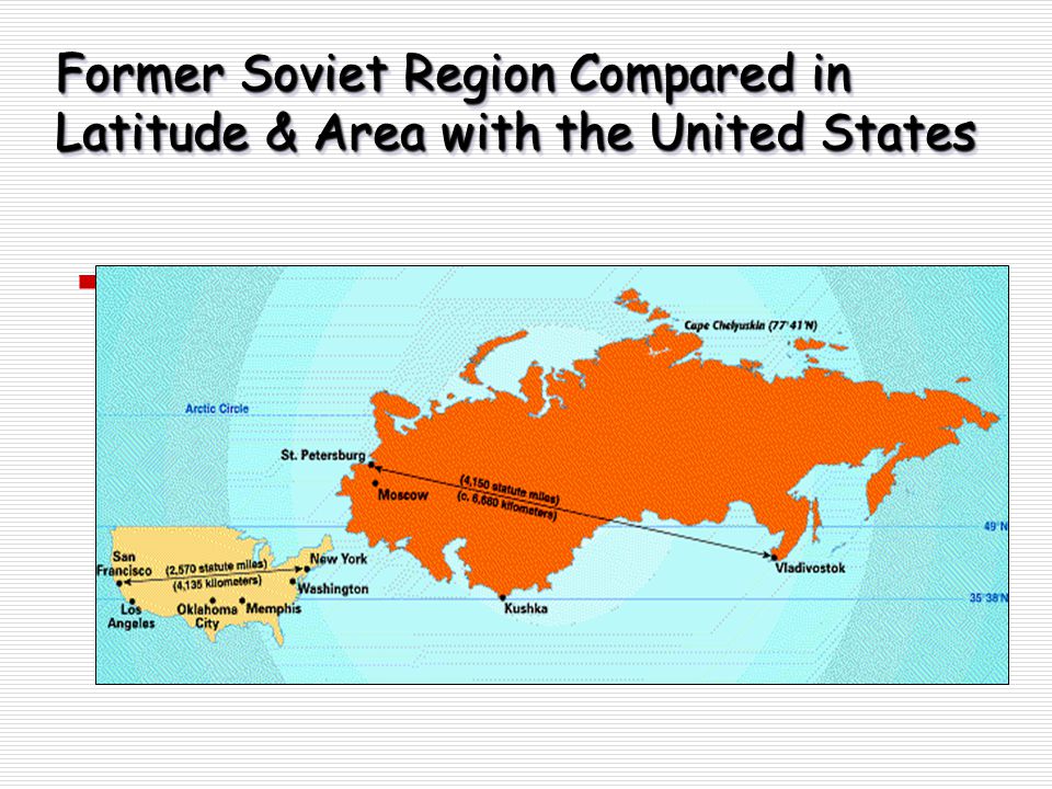 Former Soviet Region Compared in Latitude & Area with the United States