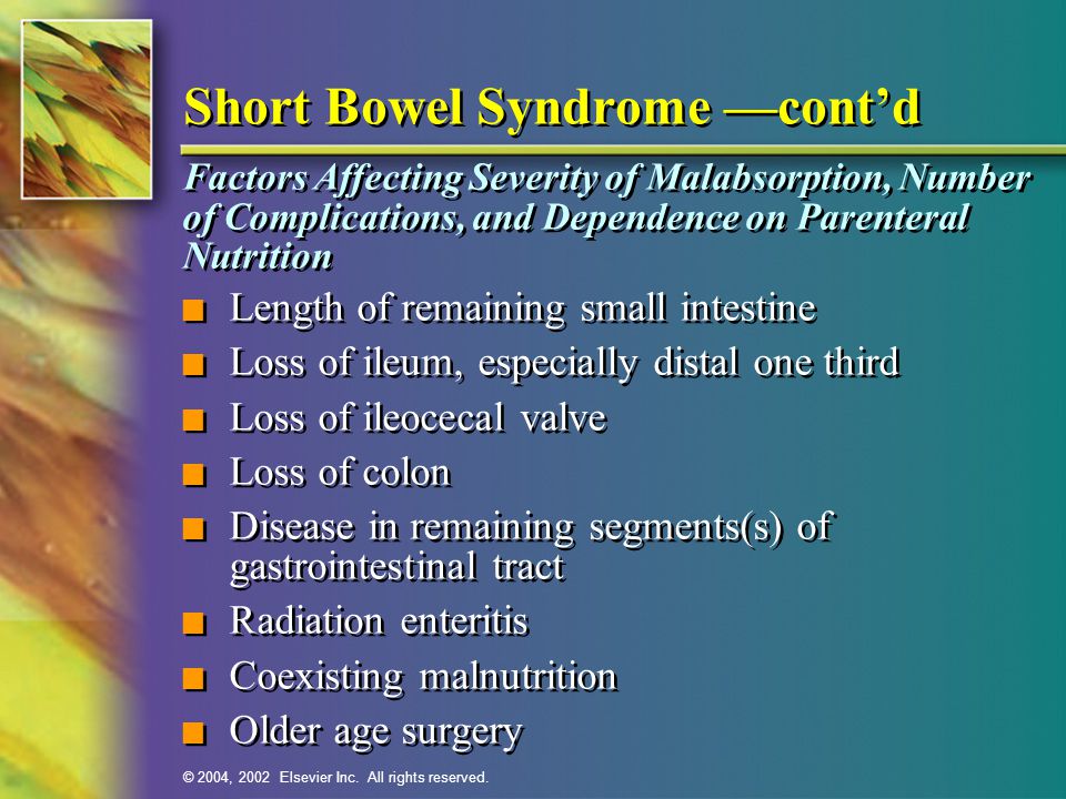 Short Bowel Syndrome —cont’d