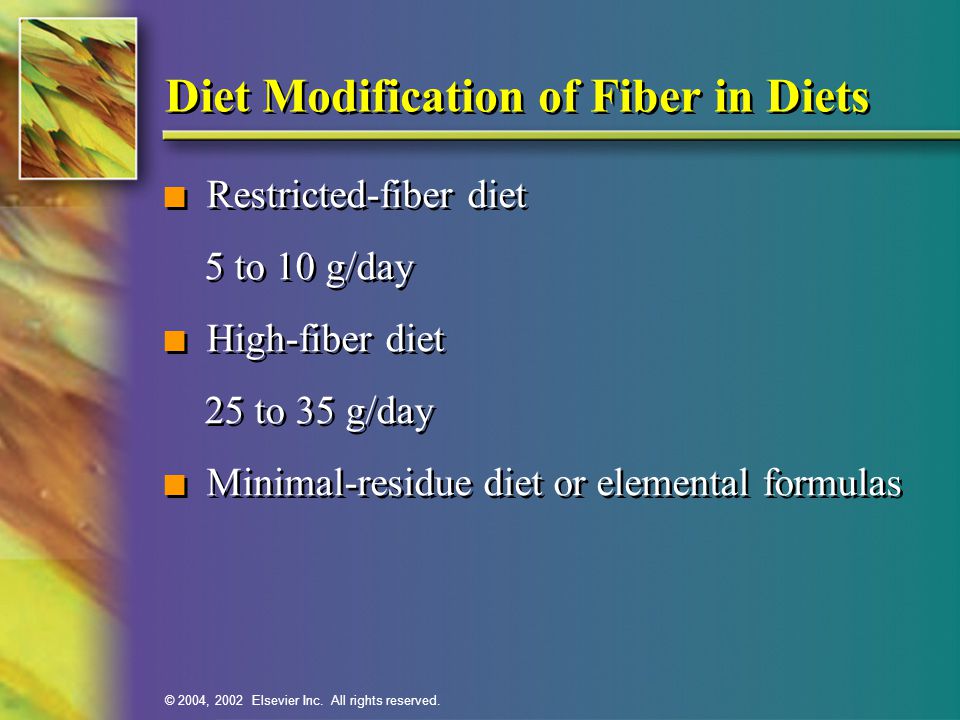 Diet Modification of Fiber in Diets