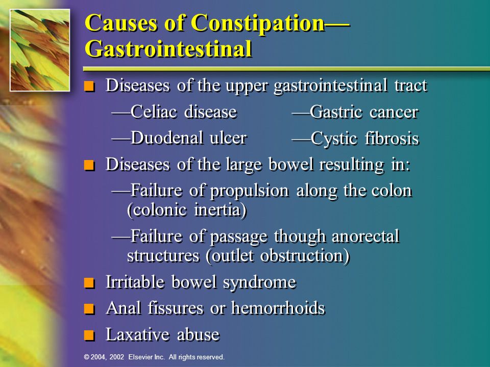 Causes of Constipation— Gastrointestinal
