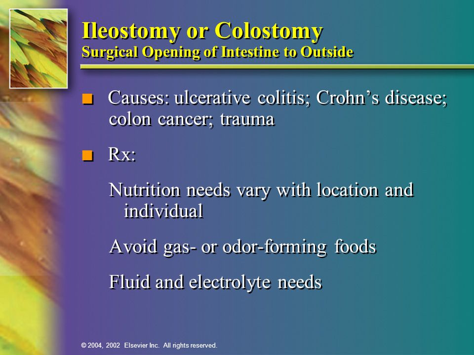 Ileostomy or Colostomy Surgical Opening of Intestine to Outside