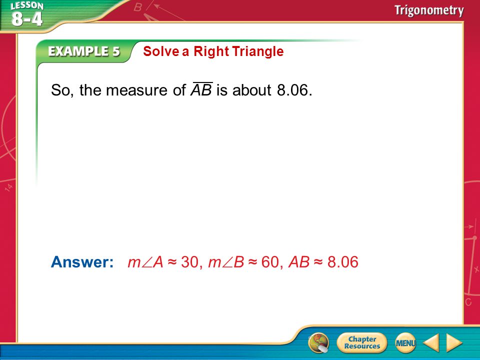 So, the measure of AB is about 8.06.