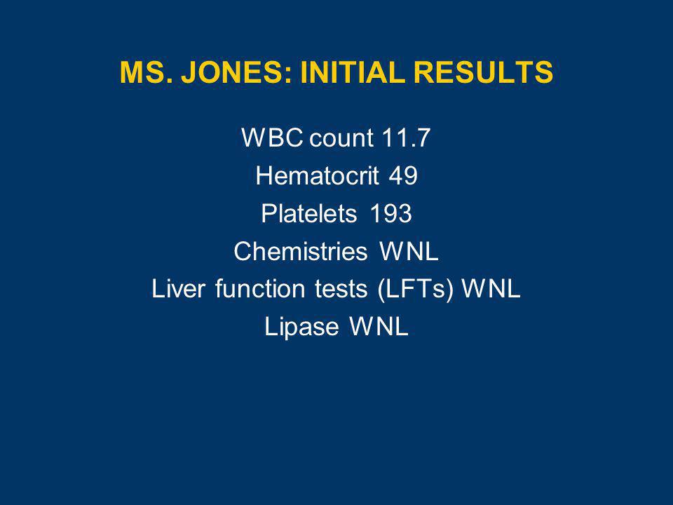 Ms. Jones: Initial Results
