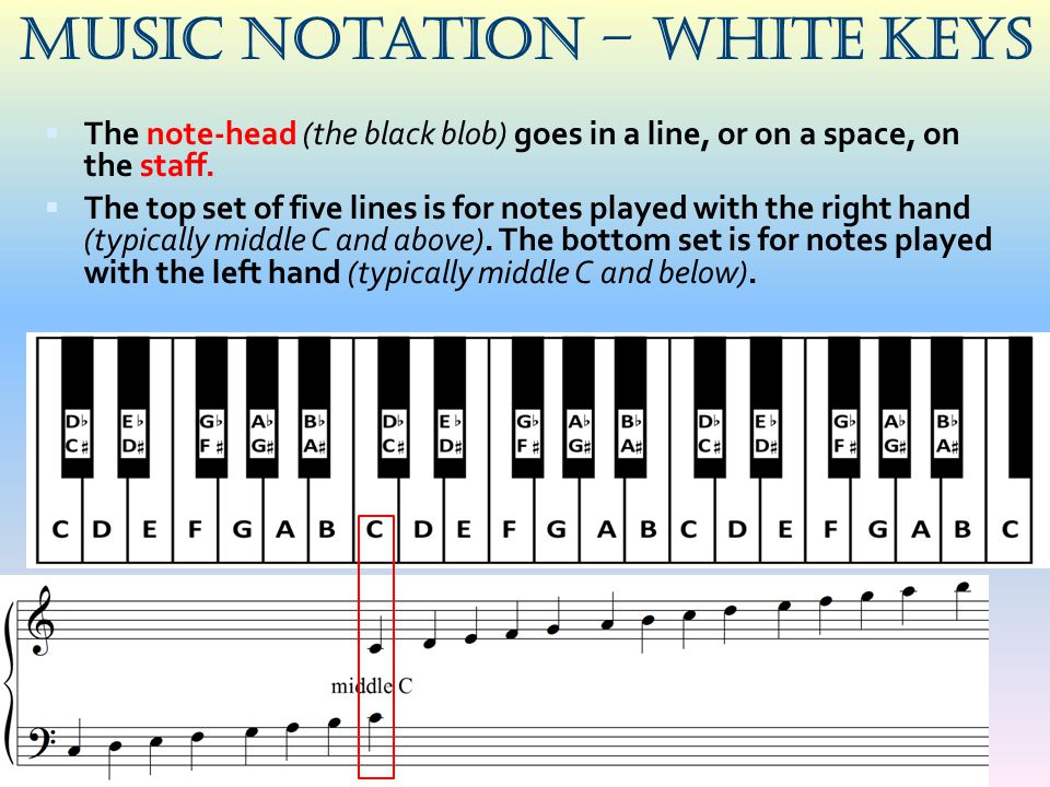 Music Notation - White keys.