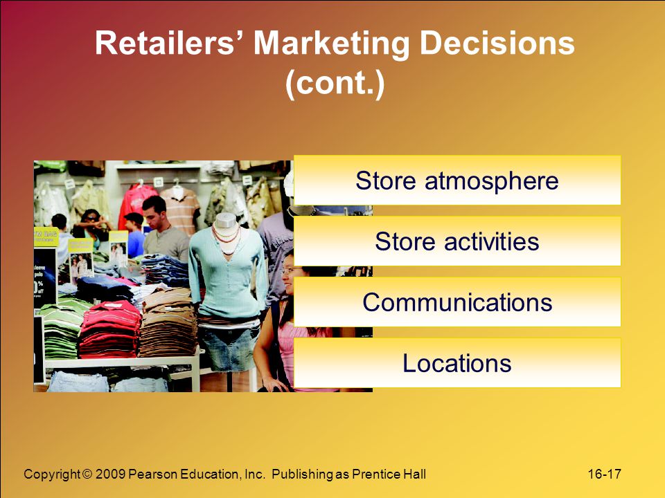 Retailers’ Marketing Decisions (cont.)