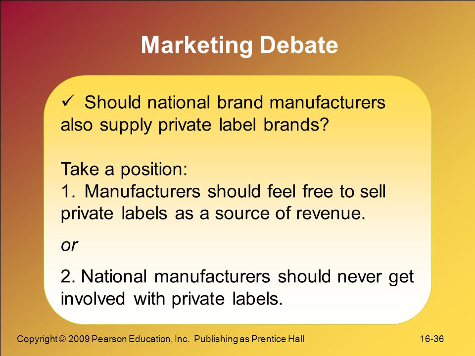 Marketing Debate Should national brand manufacturers