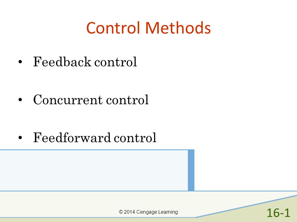 Control Methods Feedback control Concurrent control