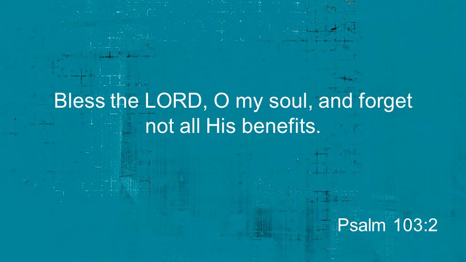 Bless the LORD, O my soul, and forget not all His benefits.