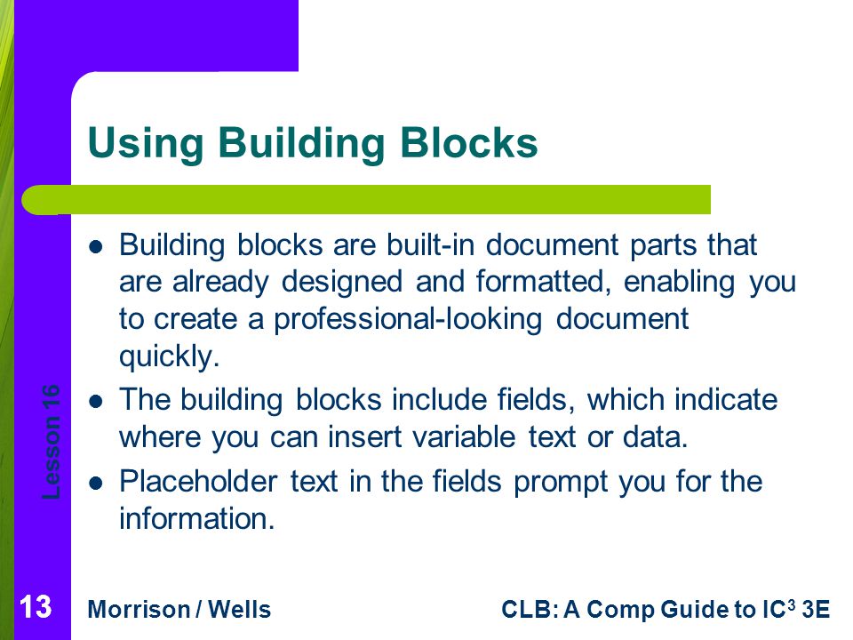 Using Building Blocks