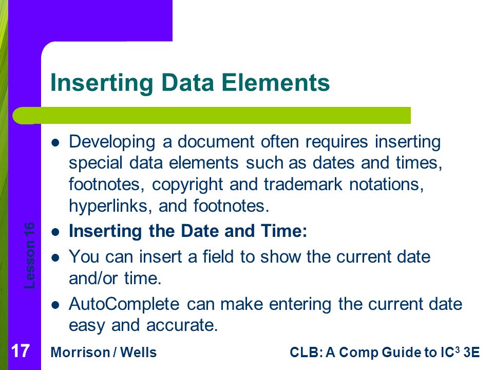 Inserting Data Elements