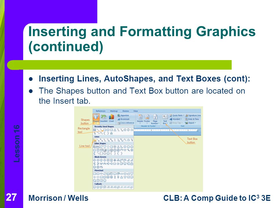 Inserting and Formatting Graphics (continued)