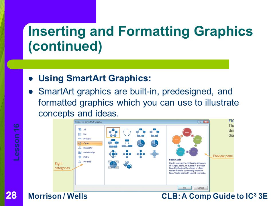 Inserting and Formatting Graphics (continued)