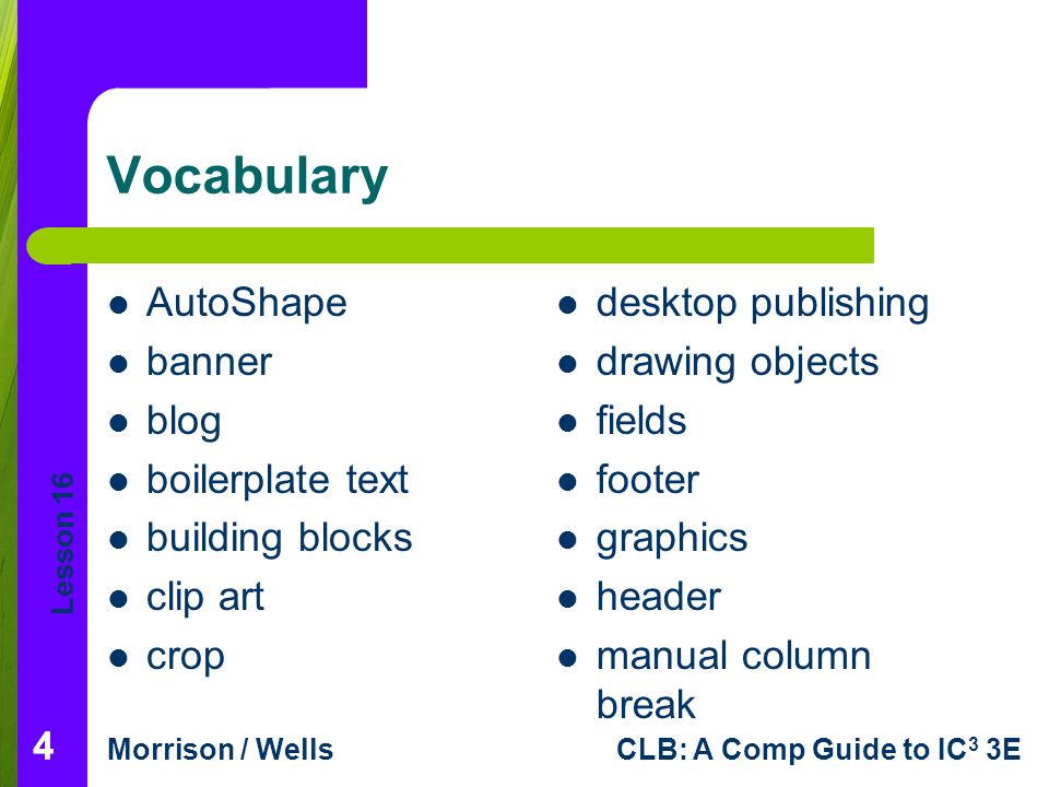 Vocabulary AutoShape banner blog boilerplate text building blocks