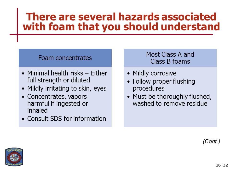 There are several hazards associated with foam that you should understand