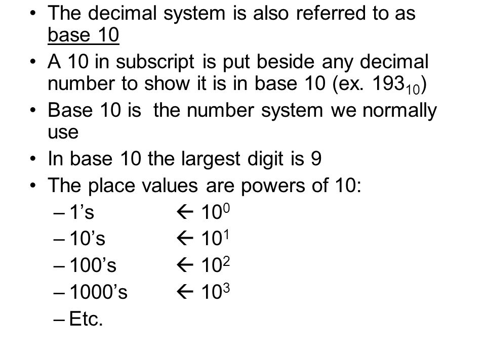 Binary Hexadecimal And Base Ppt Download