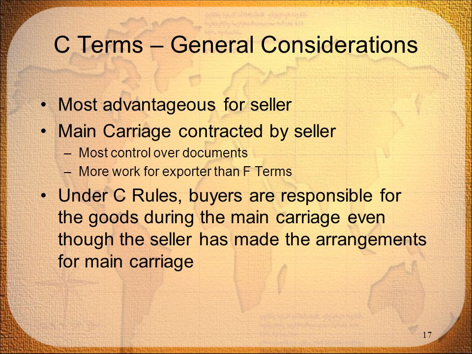 C Terms – General Considerations