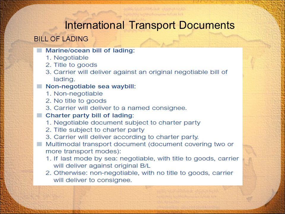 International Transport Documents
