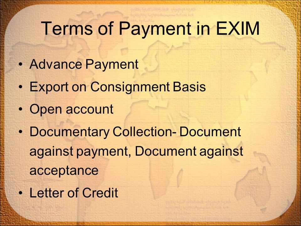 Terms of Payment in EXIM