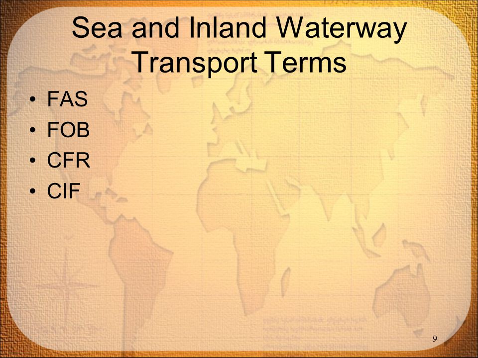 Sea and Inland Waterway Transport Terms