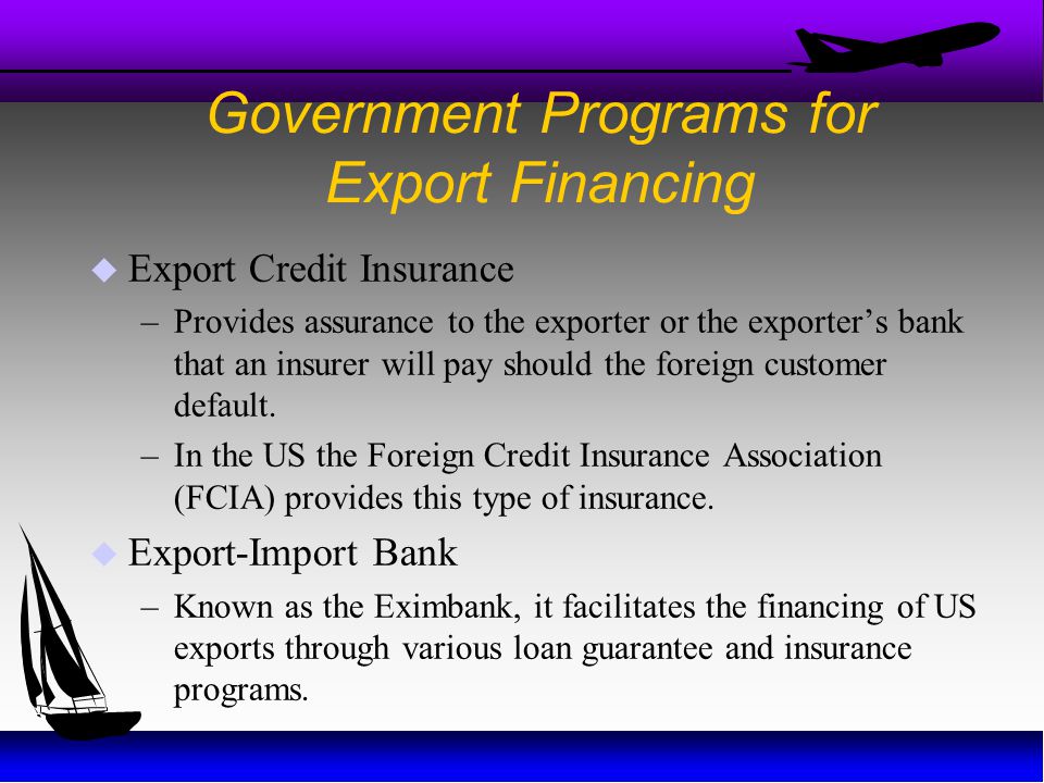 Government Programs for Export Financing