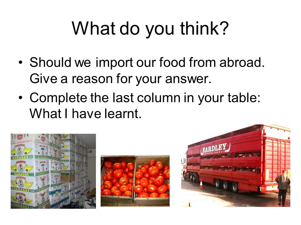 why do we import food