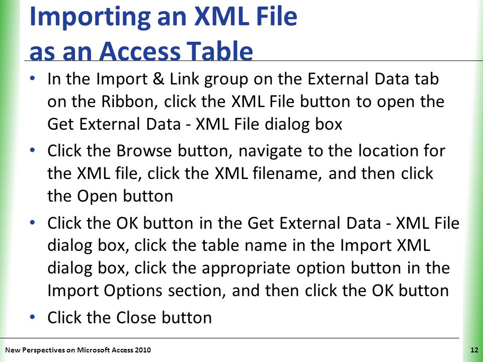 Importing an XML File as an Access Table