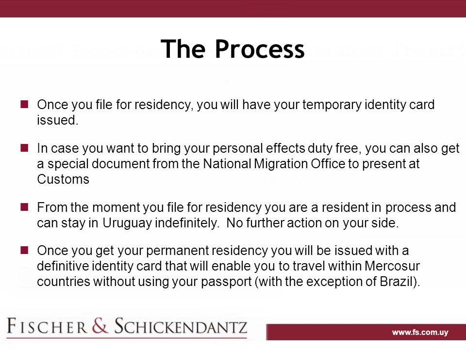The Process Once you file for residency, you will have your temporary identity card issued.