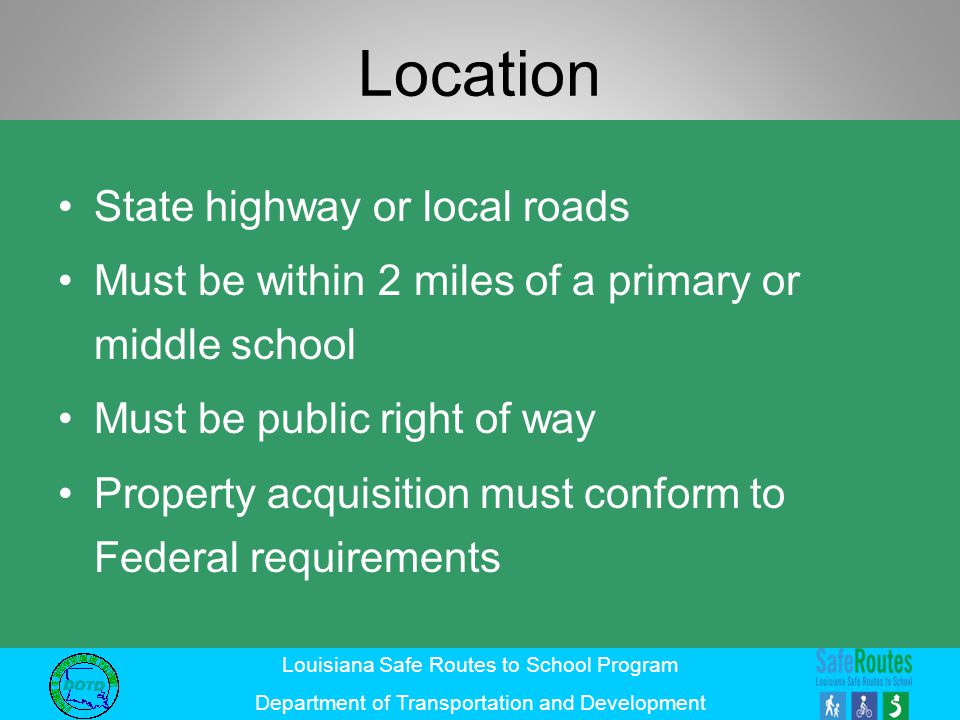 Location State highway or local roads