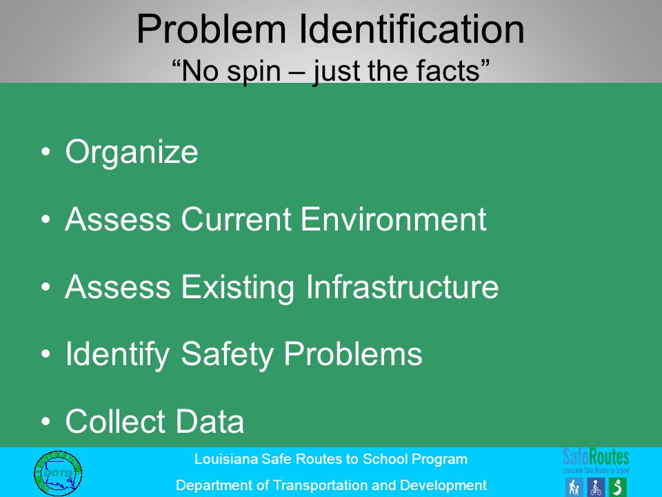 Problem Identification No spin – just the facts