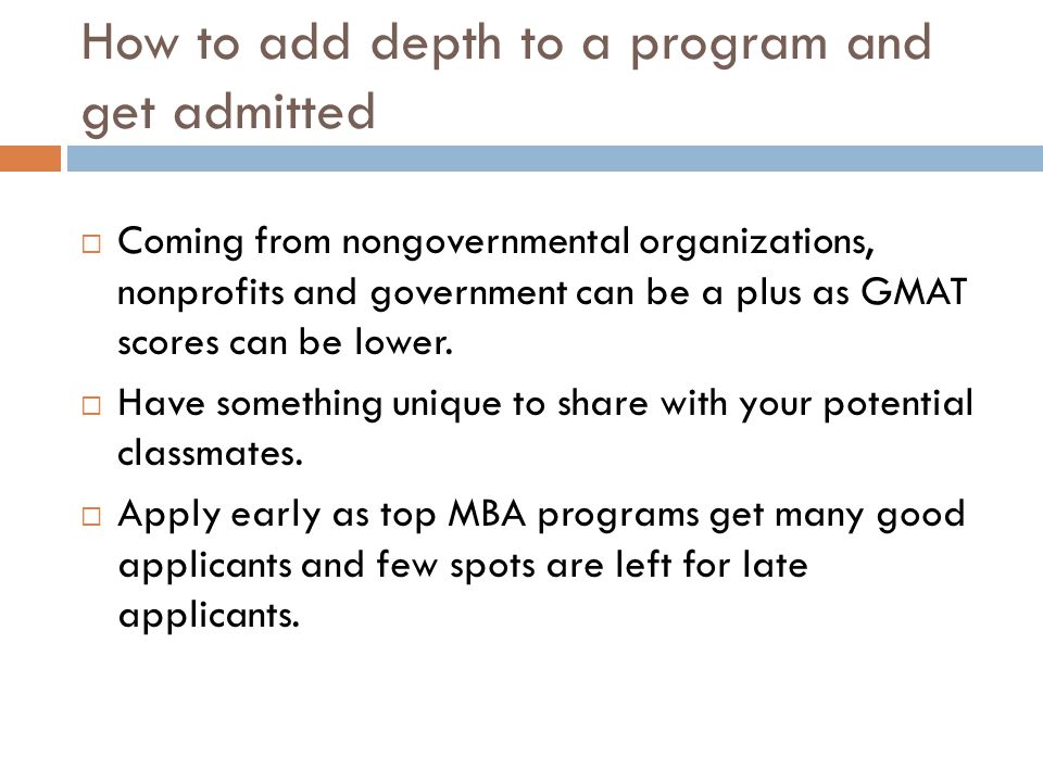 How to add depth to a program and get admitted