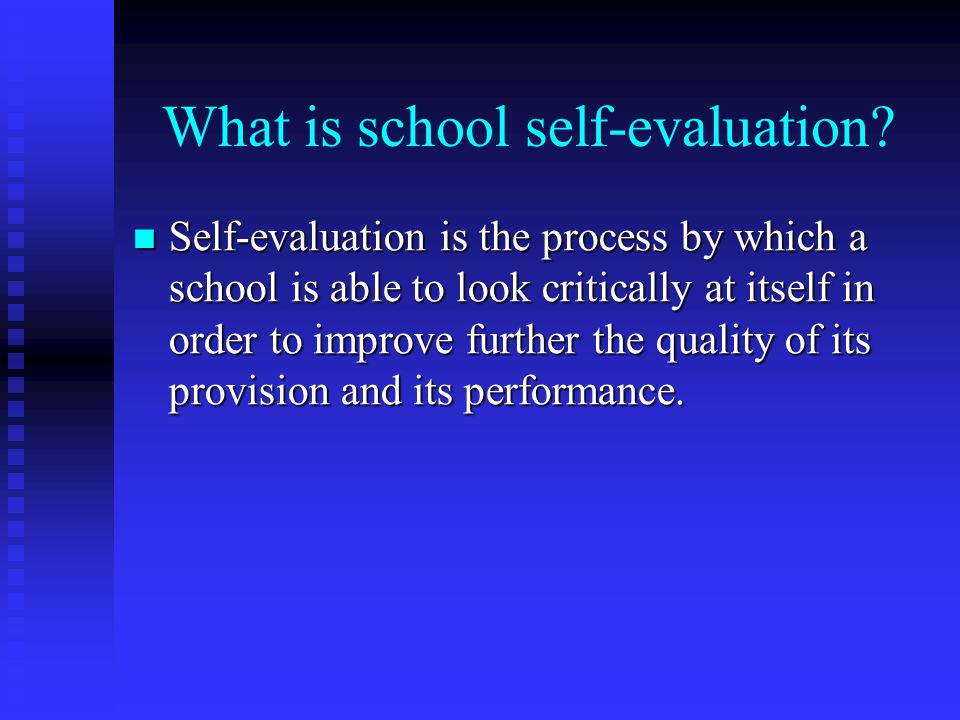 What is school self-evaluation