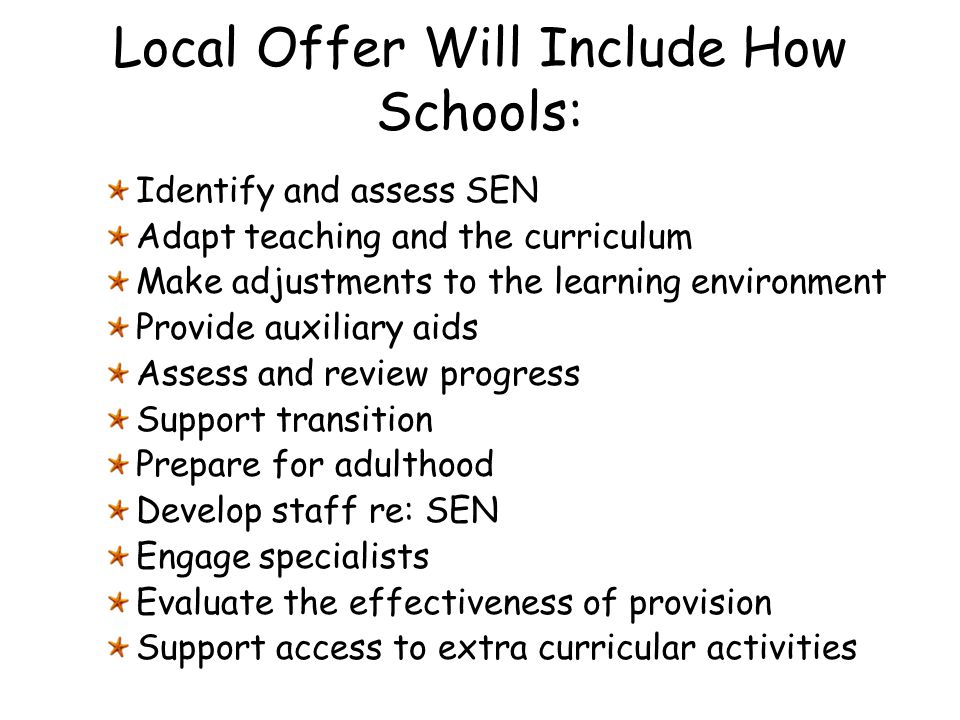 Local Offer Will Include How Schools: