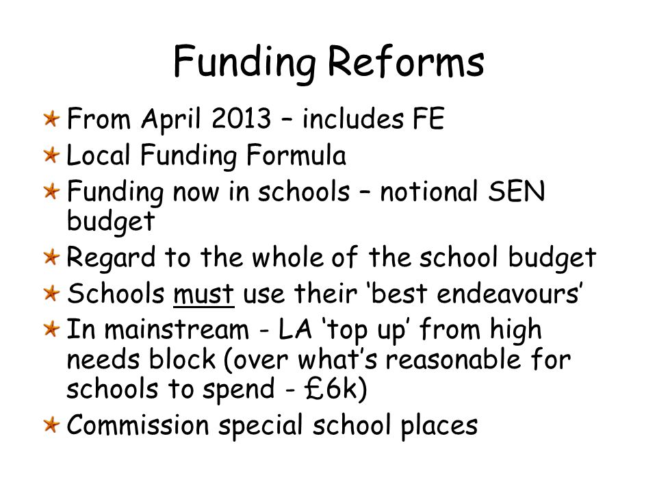 Funding Reforms From April 2013 – includes FE Local Funding Formula