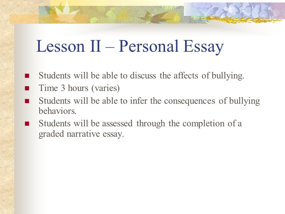 personal narrative about being bullied