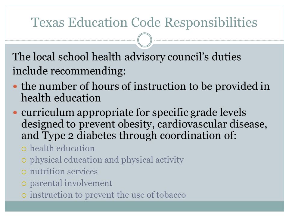 Texas Education Code Responsibilities