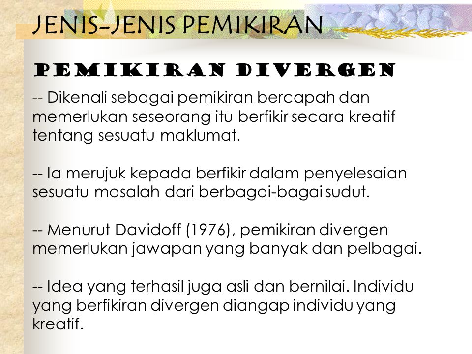 JENIS-JENIS PEMIKIRAN