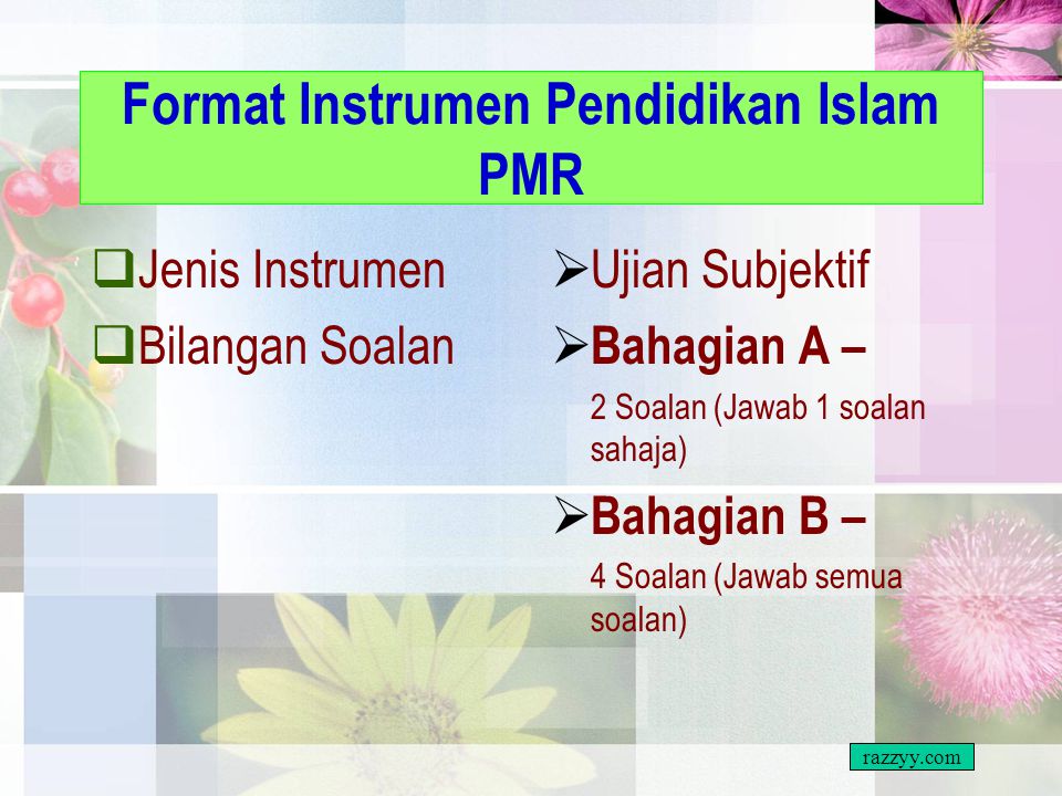 Format Instrumen Pendidikan Islam PMR