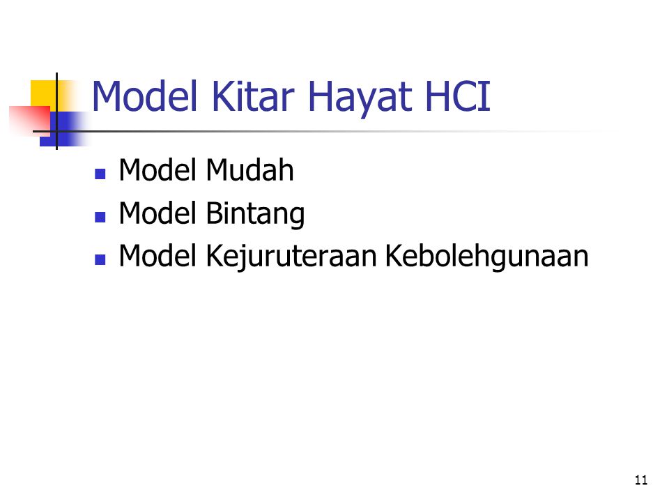 Model Kitar Hayat HCI Model Mudah Model Bintang