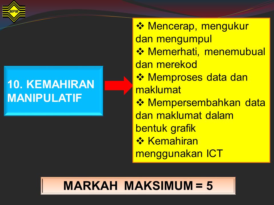 MARKAH MAKSIMUM = KEMAHIRAN MANIPULATIF