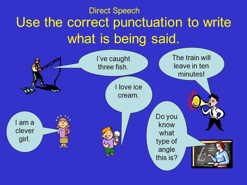 Use the correct punctuation to write what is being said.
