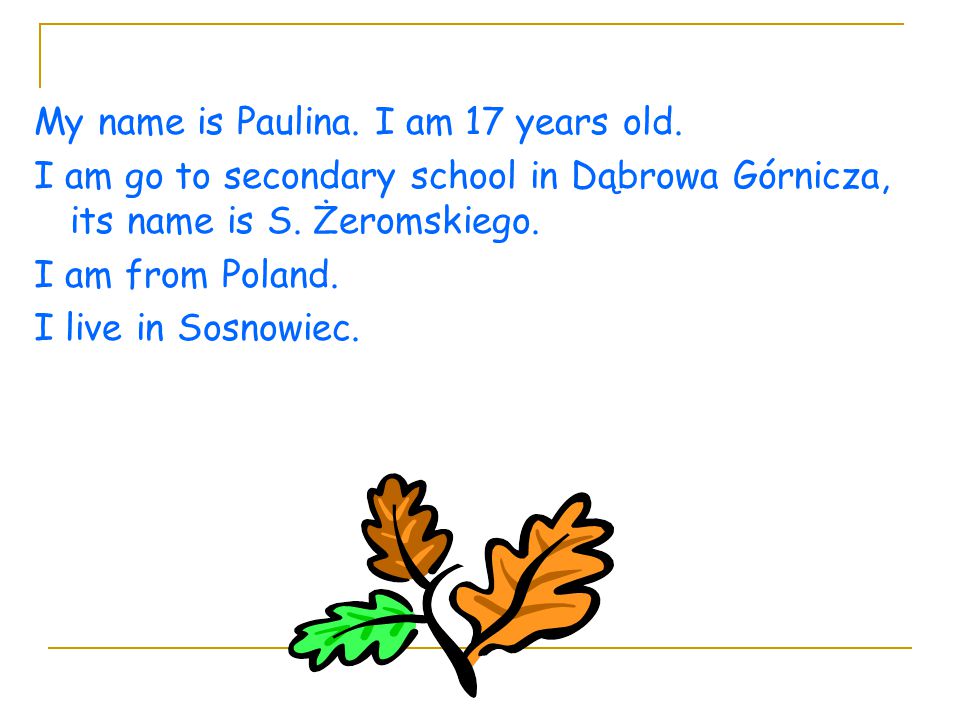 My name is Paulina. I am 17 years old.