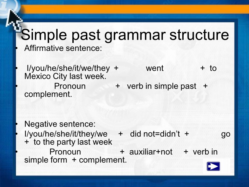 Simple past grammar structure