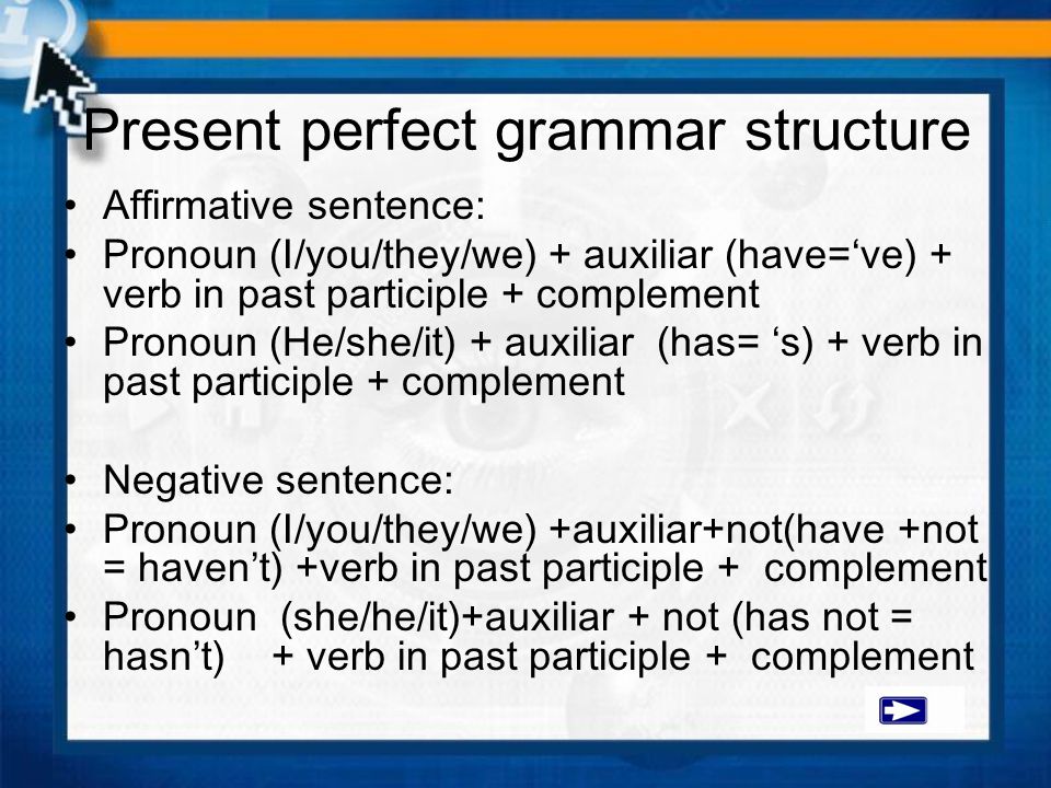 Present perfect grammar structure