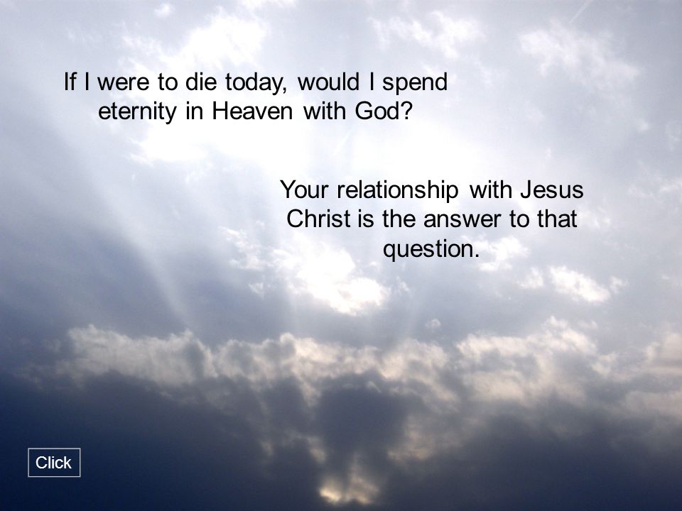 If I were to die today, would I spend eternity in Heaven with God