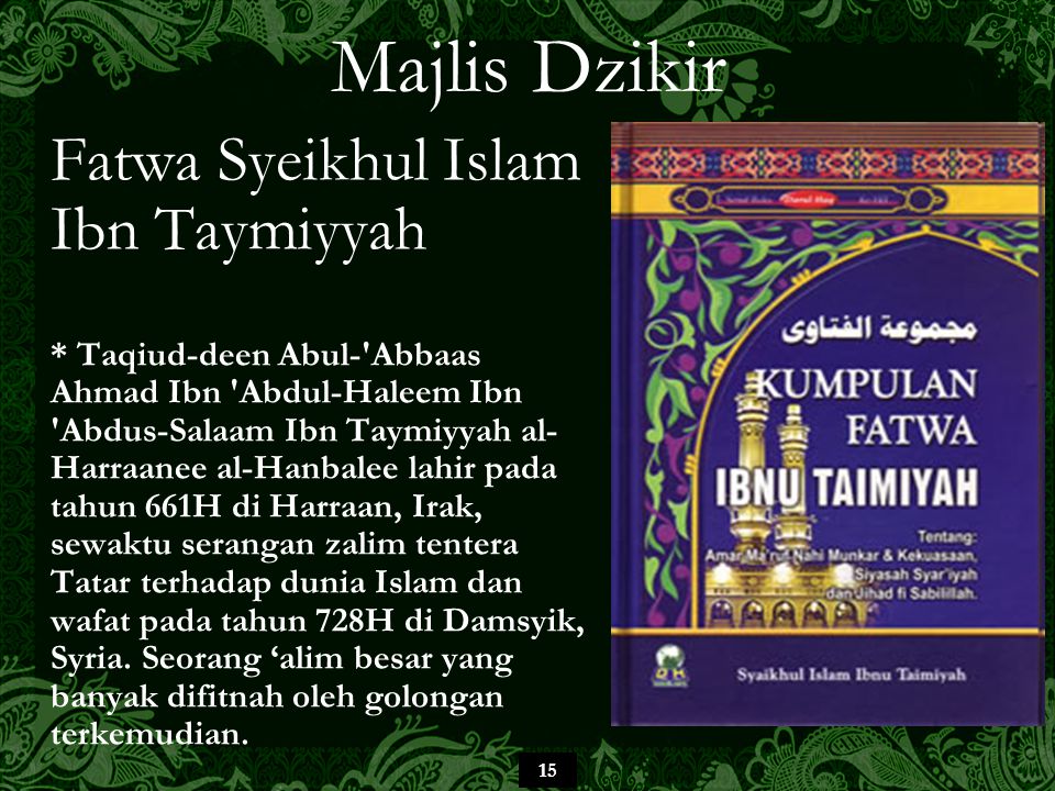 Majlis Dzikir Fatwa Syeikhul Islam Ibn Taymiyyah