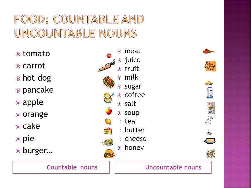 FOOD: Countable and Uncountable Nouns