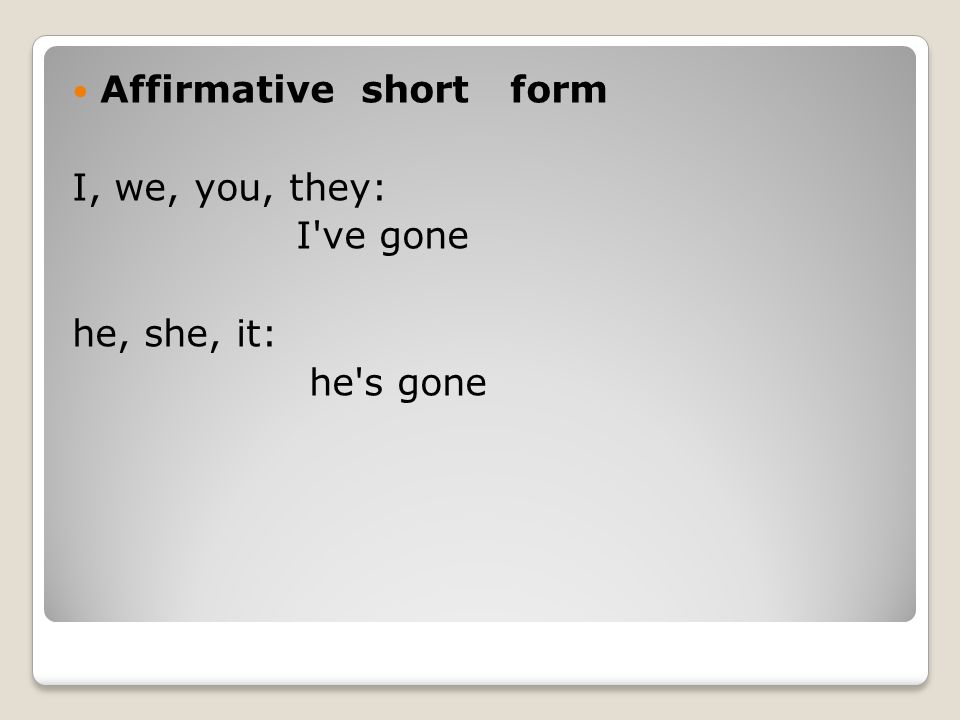 Affirmative short form