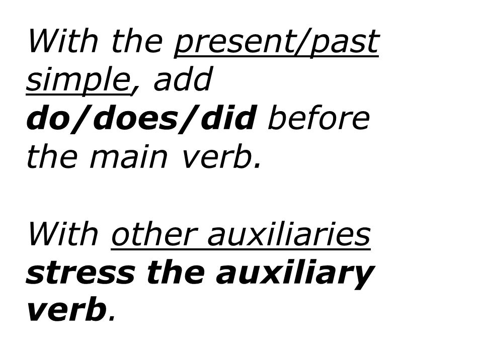 With the present/past simple, add do/does/did before the main verb.
