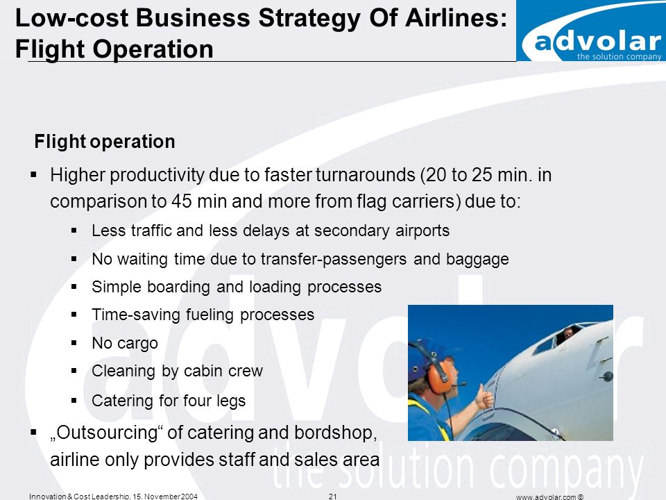 Low-cost Business Strategy Of Airlines: Flight Operation